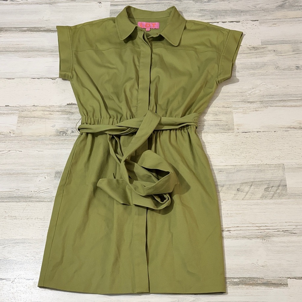 LDT Dax Tie Waist Button Down Sheath Shirt Dress Size 6 - Picture 4 of 12